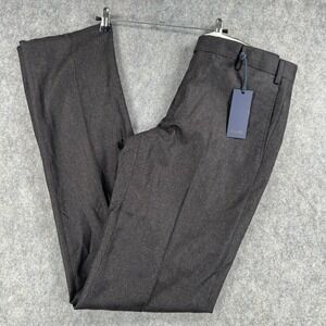 Zanella Dress Pants Mens 32 Unhemmed Gray Wool Flannel Flat Front Italy Devon
